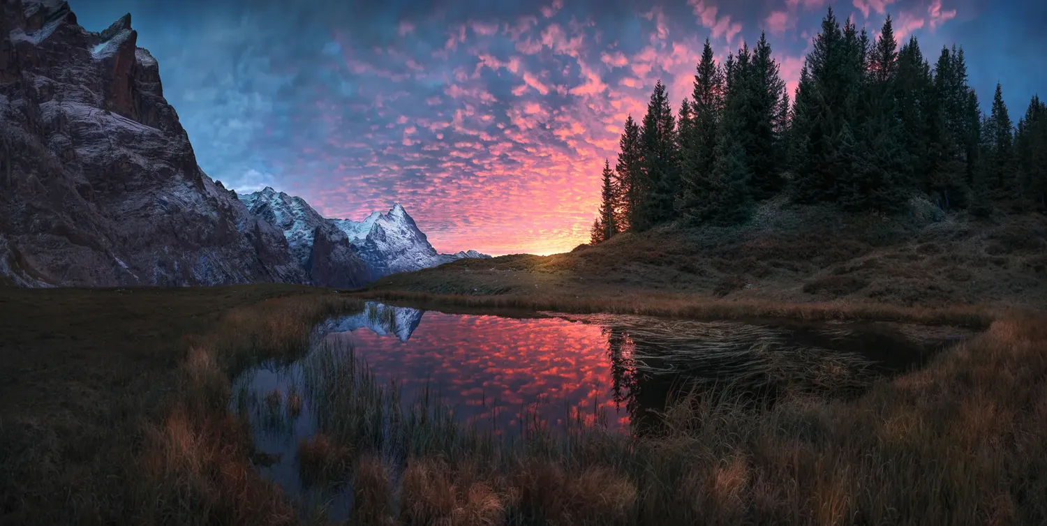 eiger-hochmoor-reflexion-berglandschaft-sonnenuntergang-grindelwald napali-coast-sunset-kauai